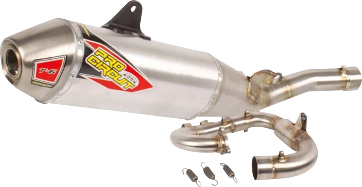 PRO CIRCUIT T-6 EXHAUST SYSTEM STAINLESS STEEL WITH ALUMINIUM CANISTERS & STAINLESS STEEL END CAP 0132645G