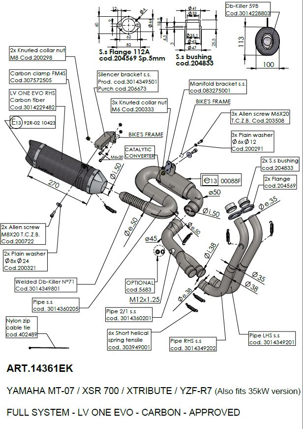 LEOVINCE LV ONE EVO CARBON EXHAUST SYSTEM WITH CAT 14361EK