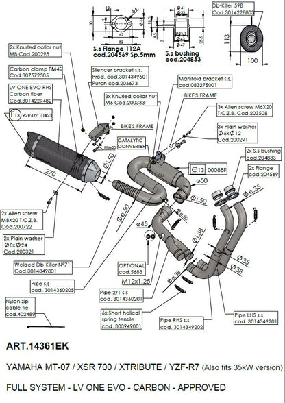 LEOVINCE LV ONE EVO CARBON EXHAUST SYSTEM WITH CAT 14361EK