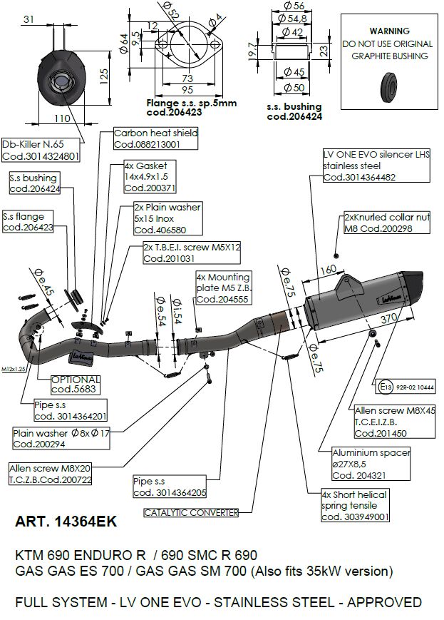 LEOVINCE LV ONE EVO STAINLESS STEEL EXHAUST SYSTEM WITH CAT 14364EK