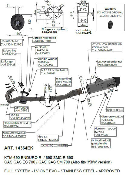 LEOVINCE LV ONE EVO STAINLESS STEEL EXHAUST SYSTEM WITH CAT 14364EK