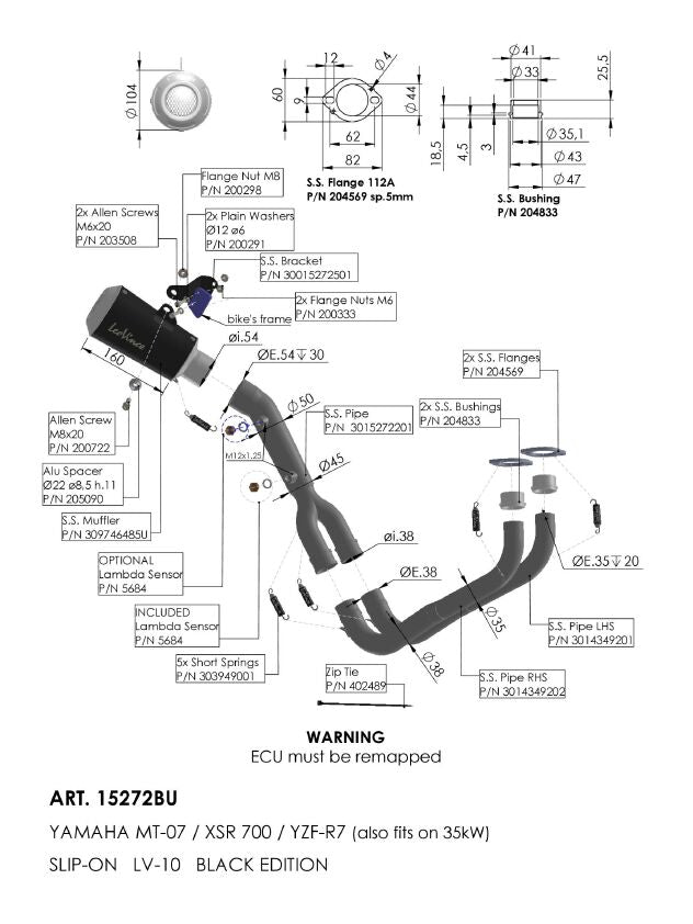 LEOVINCE V-10 BLACK EDITION FULL SYSTEM EXHAUST 15272BU