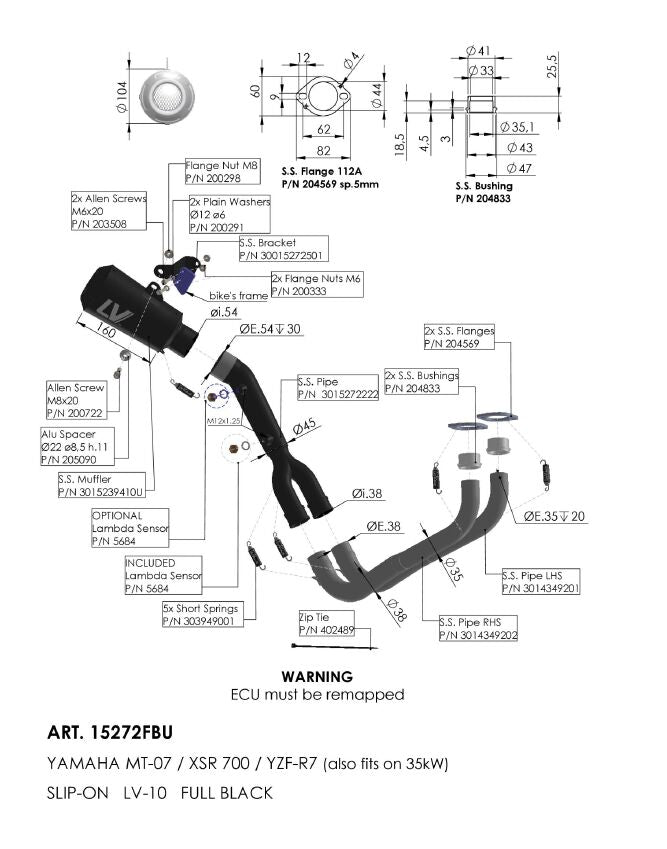 LEOVINCE LV-10 Full Black Exhaust System 15272FBU
