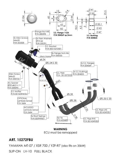 LEOVINCE LV-10 Full Black Exhaust System 15272FBU