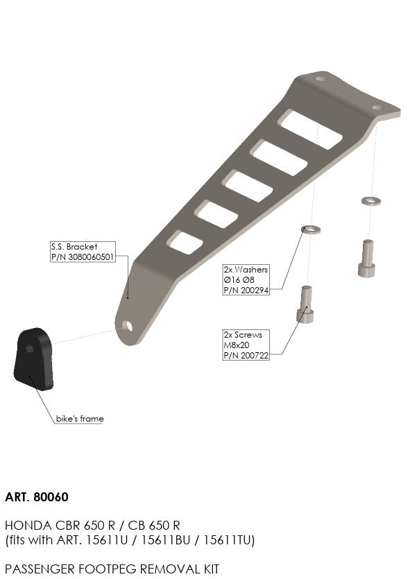 LEOVINCE FOOTPEG REMOVAL KIT STAINLESS STEEL BLACK 80060