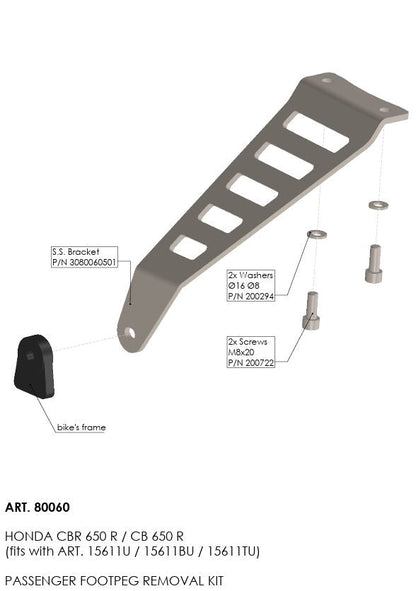 LEOVINCE FOOTPEG REMOVAL KIT STAINLESS STEEL BLACK 80060