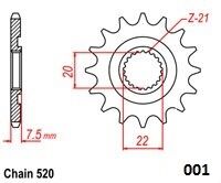 MOTO-MASTER FRONT SPROCKET 520 13T 61.001.11.13