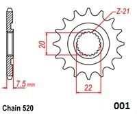 MOTO-MASTER FRONT SPROCKET 520 14T 61.001.11.14