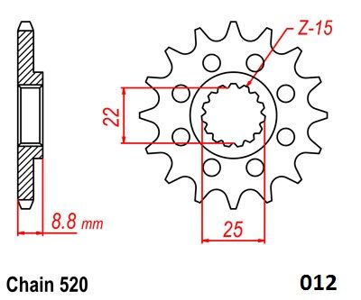 MOTO-MASTER FRONT SPROCKET 520 12T 61.012.11.12