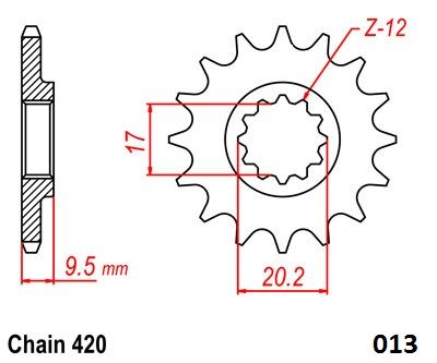 MOTO-MASTER FRONT SPROCKET 420 13T 61.013.11.13