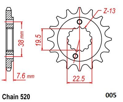 MOTO-MASTER FRNT SPRCKET STEEL 520-15T SZK 61.005.11.15