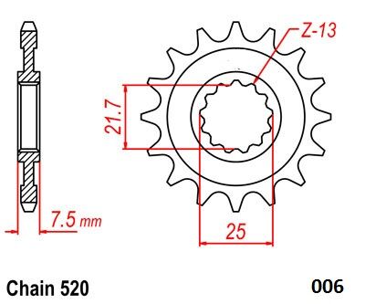 MOTO-MASTER FRNT SPRCKET STEEL 520-15T KWS 61.006.11.15