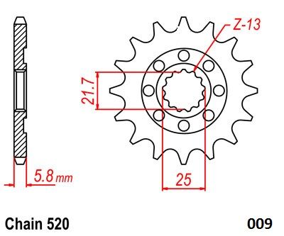 MOTO-MASTER FRNT SPRCKET NITRO STEEL 520-1 61.009.12.14