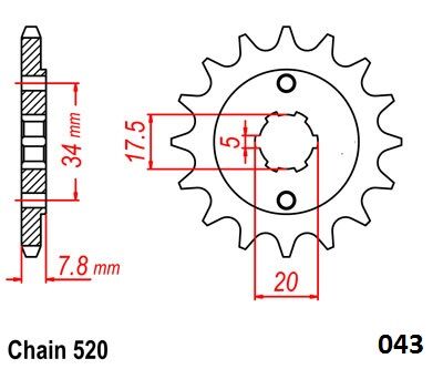MOTO-MASTER FRNT SPRCKET STEEL 520-12T HON 61.043.11.12