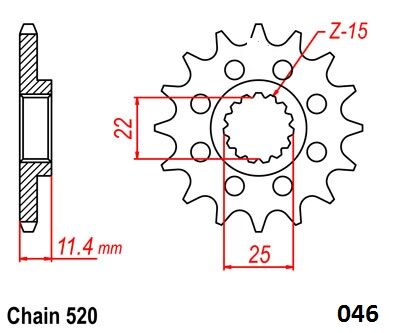 MOTO-MASTER FRNT SPRCKET STEEL 520-16T KTM 61.046.11.16