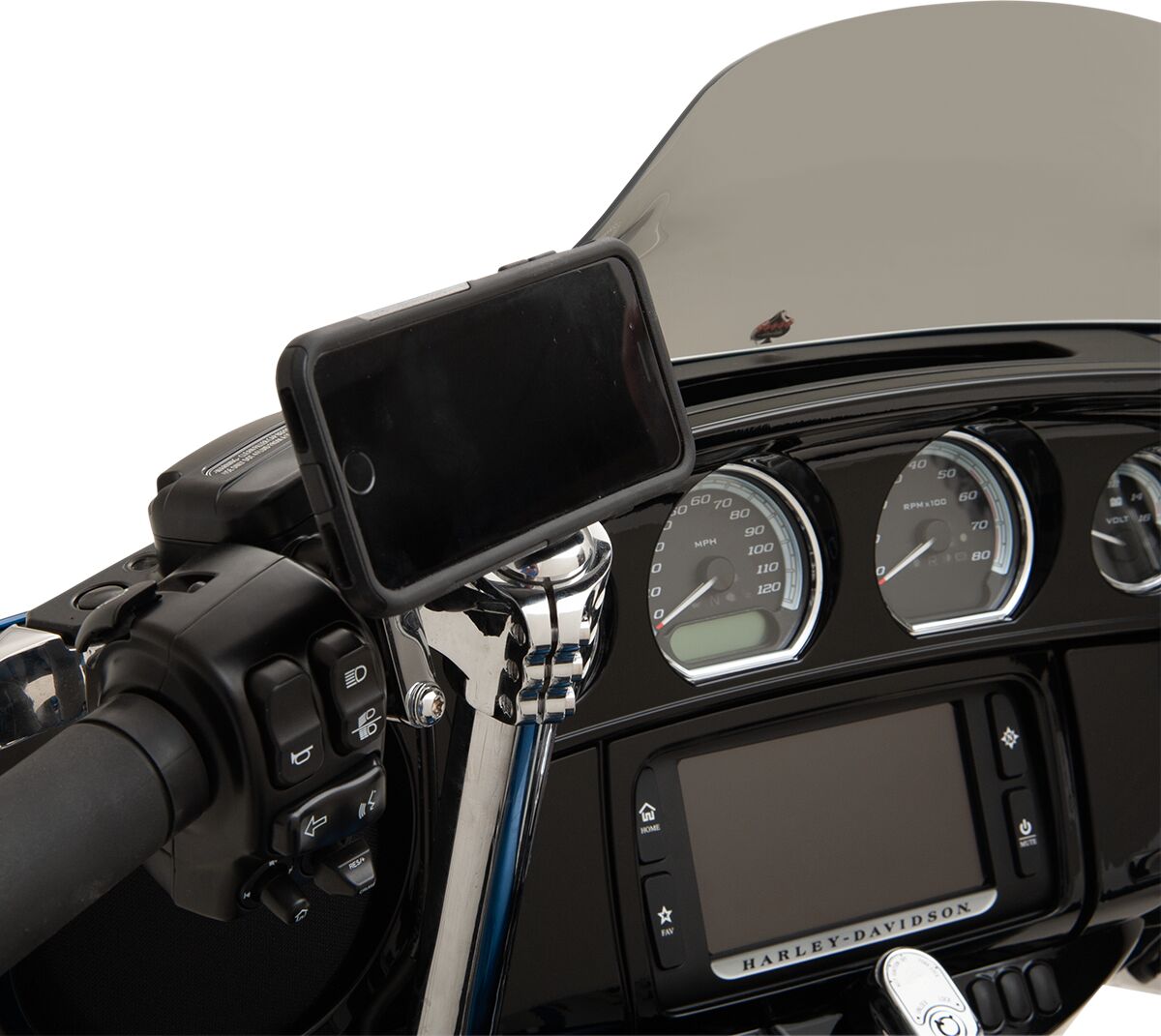 KLOCK WERKS DEVICE MOUNT IOMOUNTS™ LEFT HARLEY CHROME KWD-01-0380