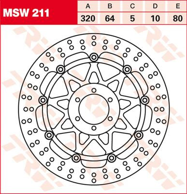 TRW BRAKE ROTOR FLOATING 320 ROUND STANDARD-DESIGN MSW211