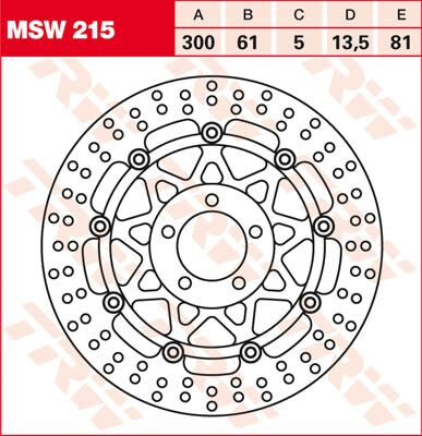 TRW BRAKE ROTOR FLOATING 300 ROUND STANDARD-DESIGN MSW215