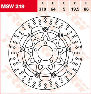 TRW BRAKE ROTOR FLOATING 310 ROUND STANDARD-DESIGN MSW219