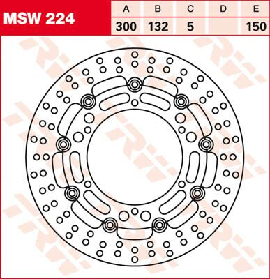 TRW BRAKE ROTOR FLOATING 300 ROUND STANDARD-DESIGN MSW224