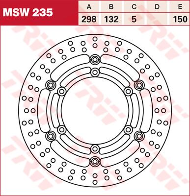 TRW BRAKE ROTOR FLOATING 298 ROUND STANDARD-DESIGN MSW235