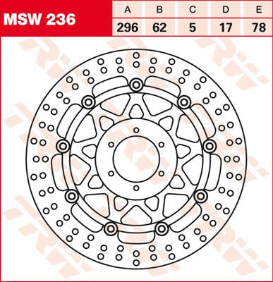 TRW BRAKE ROTOR FLOATING 296 ROUND STANDARD-DESIGN MSW236