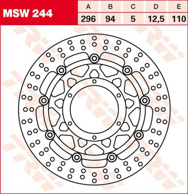 TRW BRAKE ROTOR FLOATING 296 ROUND STANDARD-DESIGN MSW244