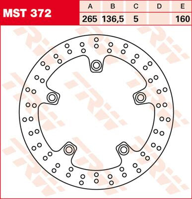 TRW BRAKE ROTOR FIXED 265 ROUND REAR MST372