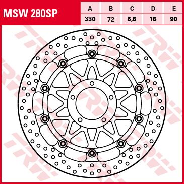 TRW BRAKE ROTOR SP RACE HIGH-PERFORMANCE FRONT MSW280SP