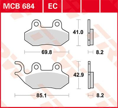 TRW BRAKE PAD ORGANIC SCOOTER -125 MCB684EC