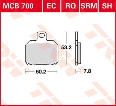 TRW BRAKE PAD RQ ORGANIC SPORT MCB700RQ