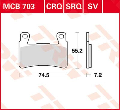 TRW BRAKE PAD SV SINTER PERFORMANCE STREET MCB703SV