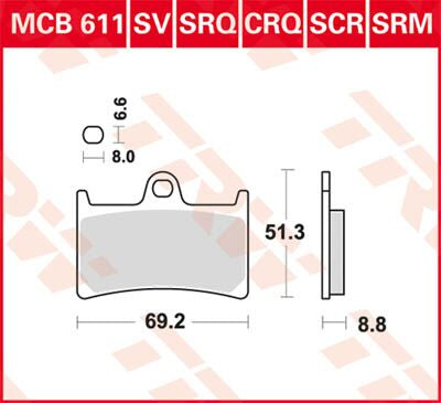 TRW BRAKE PAD SRM SINTER SCOOTER >125 MCB611SRM