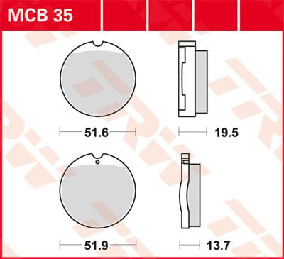TRW BRAKE PAD ALLROUND ORGANIC STANDARD MCB35