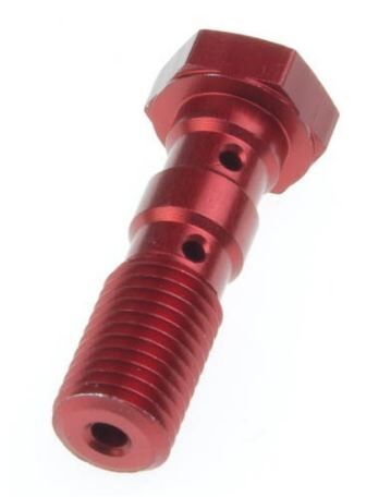 TRW DOUBLE BANJO BOLT, M10X1.25, ALUMINIUM, RED MCH951R