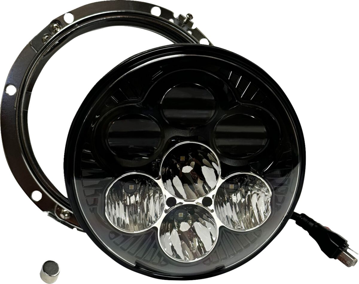 CUSTOM DYNAMICS HEADLIGHT SHARK DEAMON 7" LED COLOR CHANGE ECE SD2-7-14-ECE