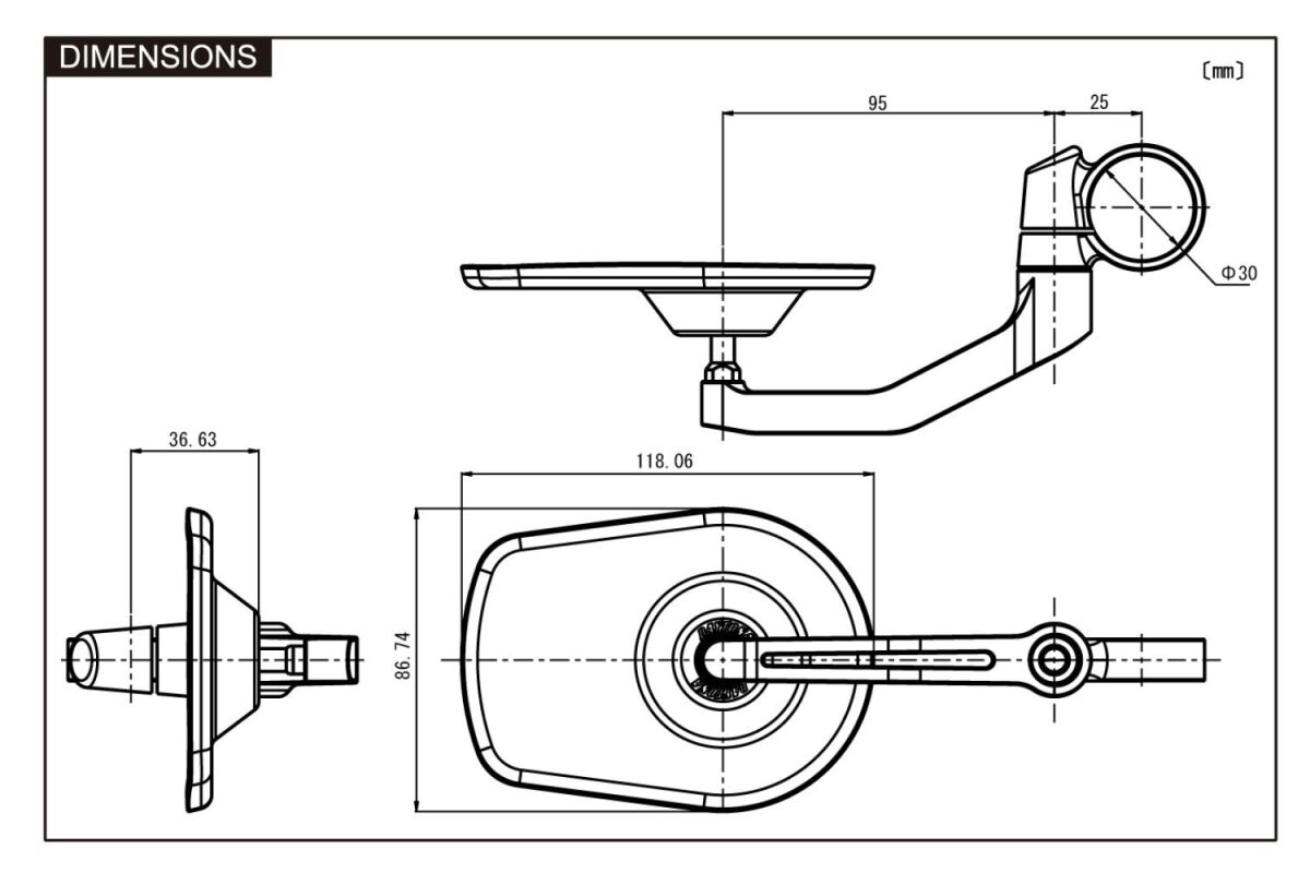 DAYTONA Bar End D-Mirror 5" Aluminium Pan 89474