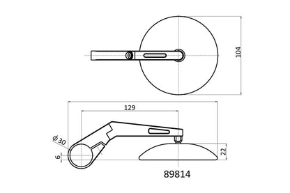 DAYTONA Bar End D-Mirror 9" ABS (Long) Pair 89814