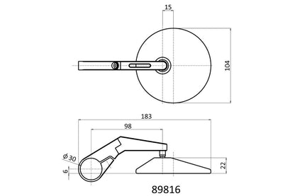 DAYTONA Bar End D-Mirror 10" ABS (Short) Pair 89816