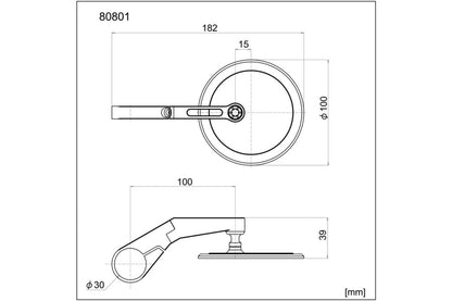 DAYTONA Bar End D-Mirror 17" Flat (Short) 80801