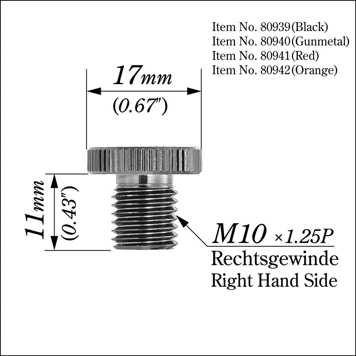 DAYTONA MIRROR PLUG BOLT BLACK RIGHT 80939