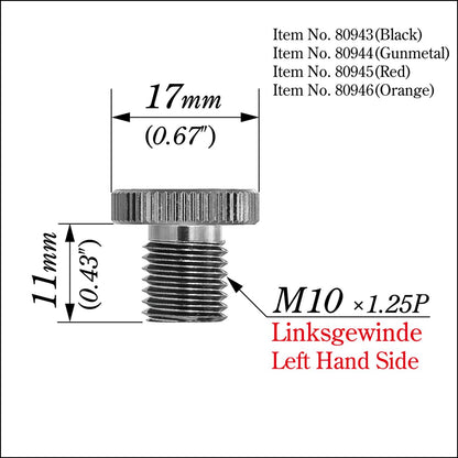 DAYTONA MIRROR PLUG BOLT GREY LEFT 80944