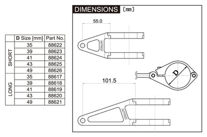 DAYTONA HEADLIGHT BRACKET LONG 88617
