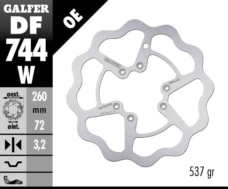 GALFER BRAKE ROTOR FIXED WAVE DF744W