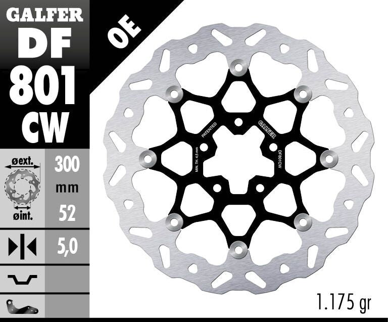 GALFER BRAKE ROTOR FLOATING WAVE DF801CW