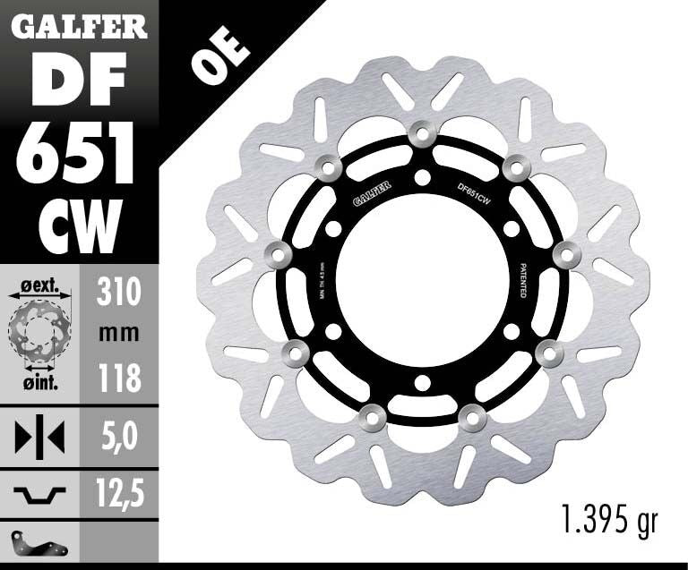 GALFER BRAKE ROTOR FLOATING WAVE DF651CW