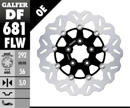 GALFER BRAKE ROTOR FLOATING WAVE STEEL CENTER DF681FLW