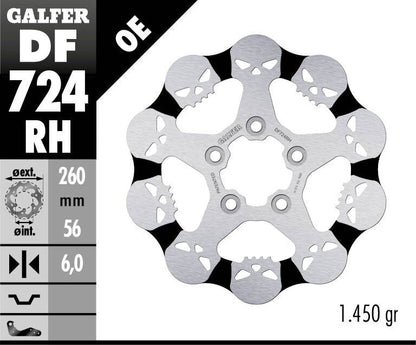 GALFER BRAKE ROTOR FIXED SKULL DF724RH