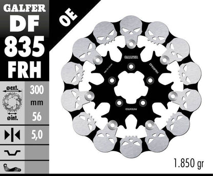 GALFER BRAKE ROTOR FLOATING SKULL DF835FRH