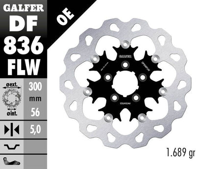 GALFER BRAKE ROTOR FLOATING WAVE STEEL CENTER DF836FLW